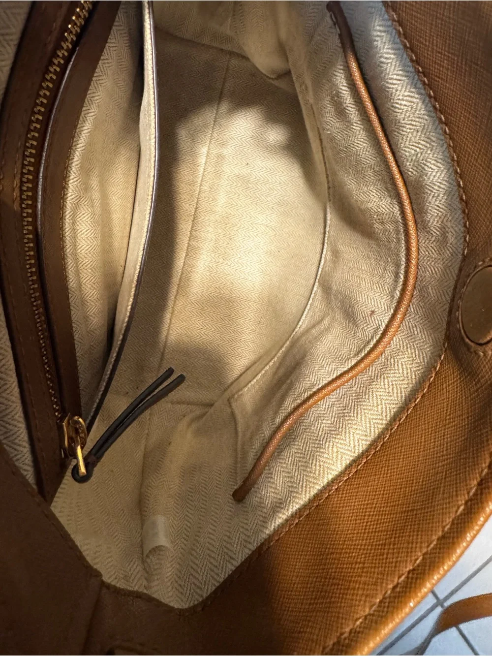 Tory Burch Emerson Saffiano Leather  Bag with Gold Logo